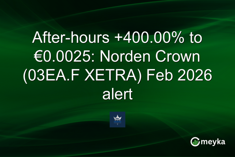 After-hours +400.00% to €0.0025: Norden Crown (03EA.F XETRA) Feb 2026 alert