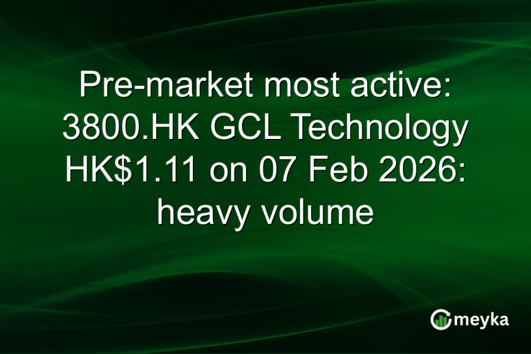 Pre-market most active: 3800.HK GCL Technology HK$1.11 on 07 Feb 2026: heavy volume