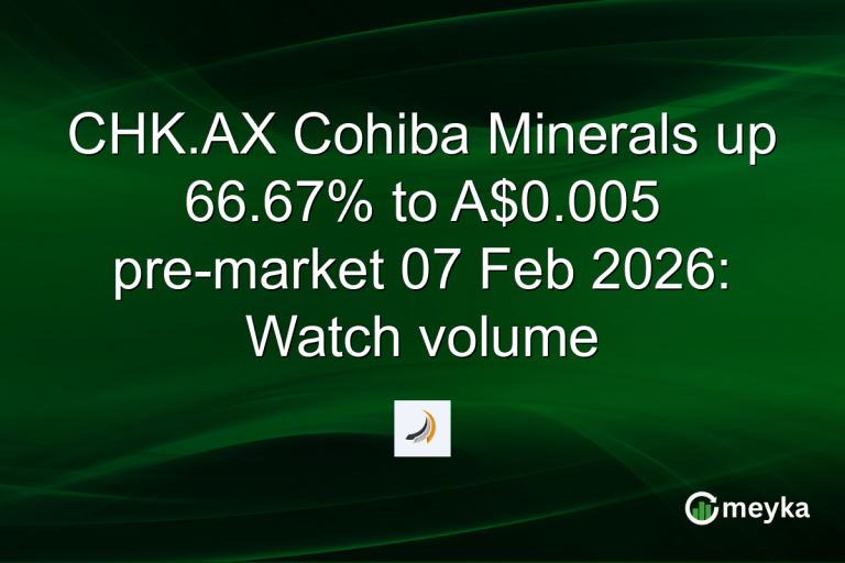 CHK.AX Cohiba Minerals up 66.67% to A$0.005 pre-market 07 Feb 2026: Watch volume