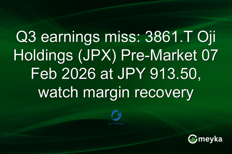 Q3 earnings miss: 3861.T Oji Holdings (JPX) Pre-Market 07 Feb 2026 at JPY 913.50, watch margin recovery