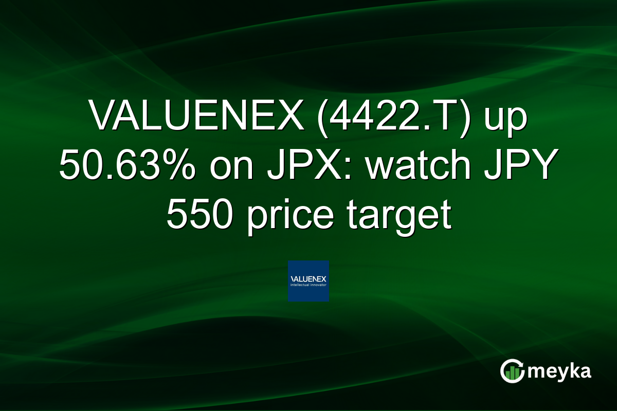 VALUENEX (4422.T) up 50.63% on JPX: watch JPY 550 price target