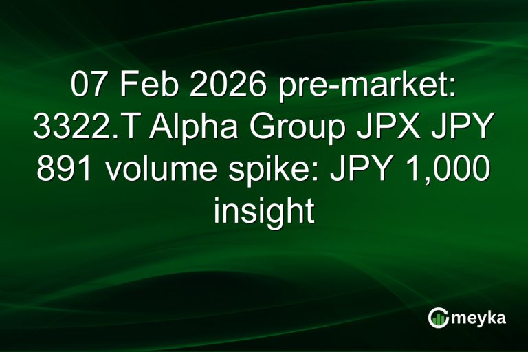 07 Feb 2026 pre-market: 3322.T Alpha Group JPX JPY 891 volume spike: JPY 1,000 insight
