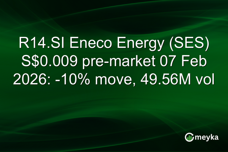 R14.SI Eneco Energy (SES) S$0.009 pre-market 07 Feb 2026: -10% move, 49.56M vol
