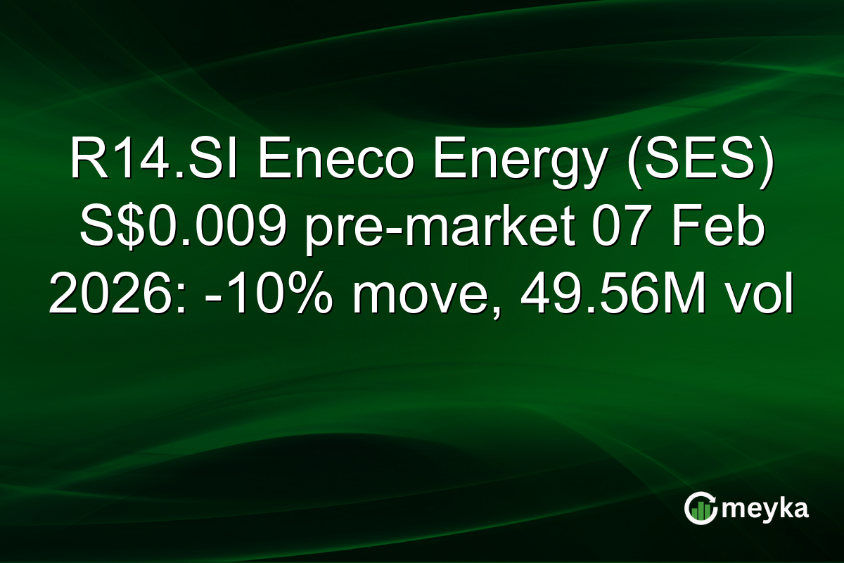 R14.SI Eneco Energy (SES) S$0.009 pre-market 07 Feb 2026: -10% move, 49.56M vol