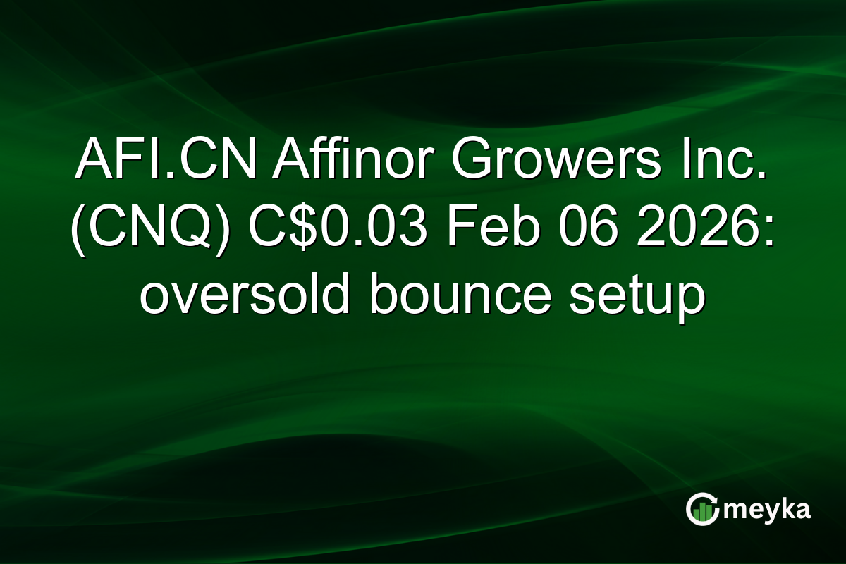 AFI.CN Affinor Growers Inc. (CNQ) C$0.03 Feb 06 2026: oversold bounce setup
