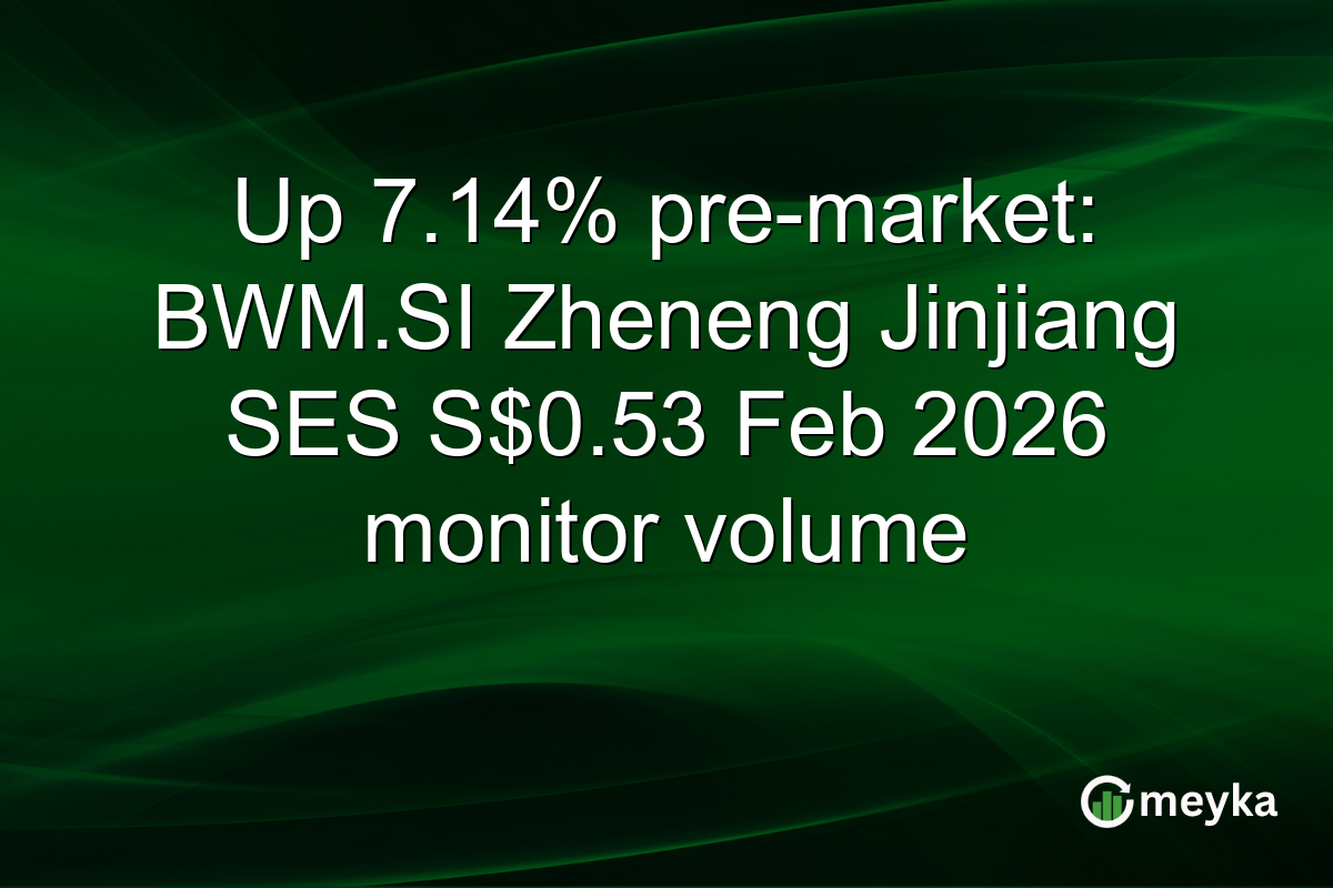 Up 7.14% pre-market: BWM.SI Zheneng Jinjiang SES S$0.53 Feb 2026 monitor volume