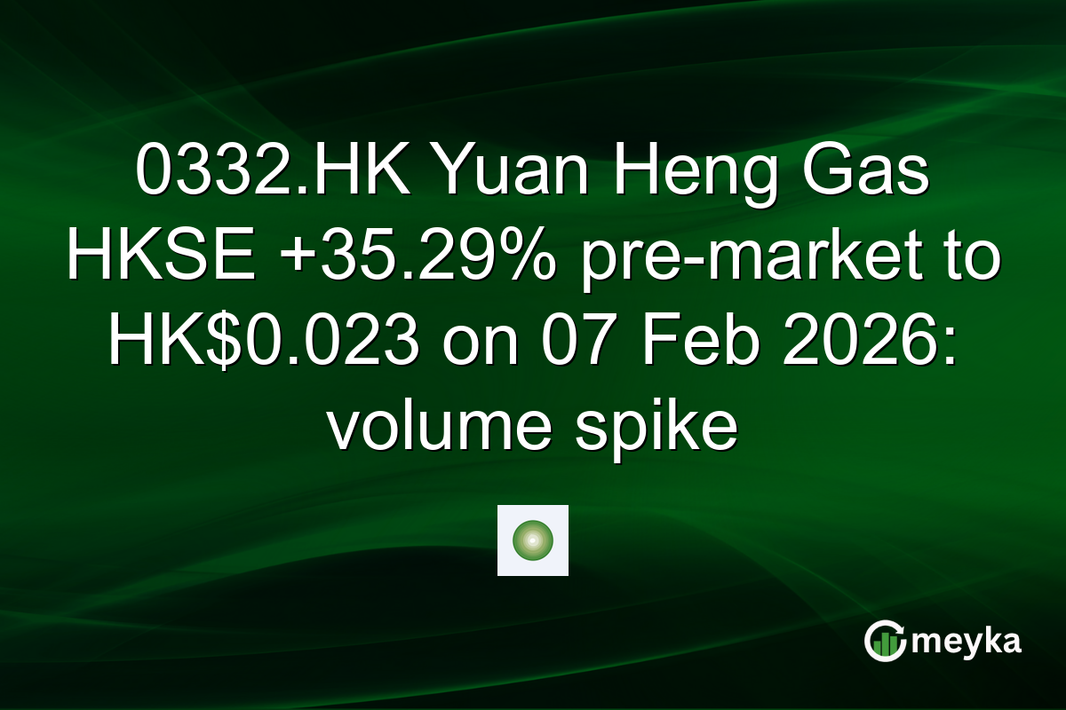 0332.HK Yuan Heng Gas HKSE +35.29% pre-market to HK$0.023 on 07 Feb 2026: volume spike