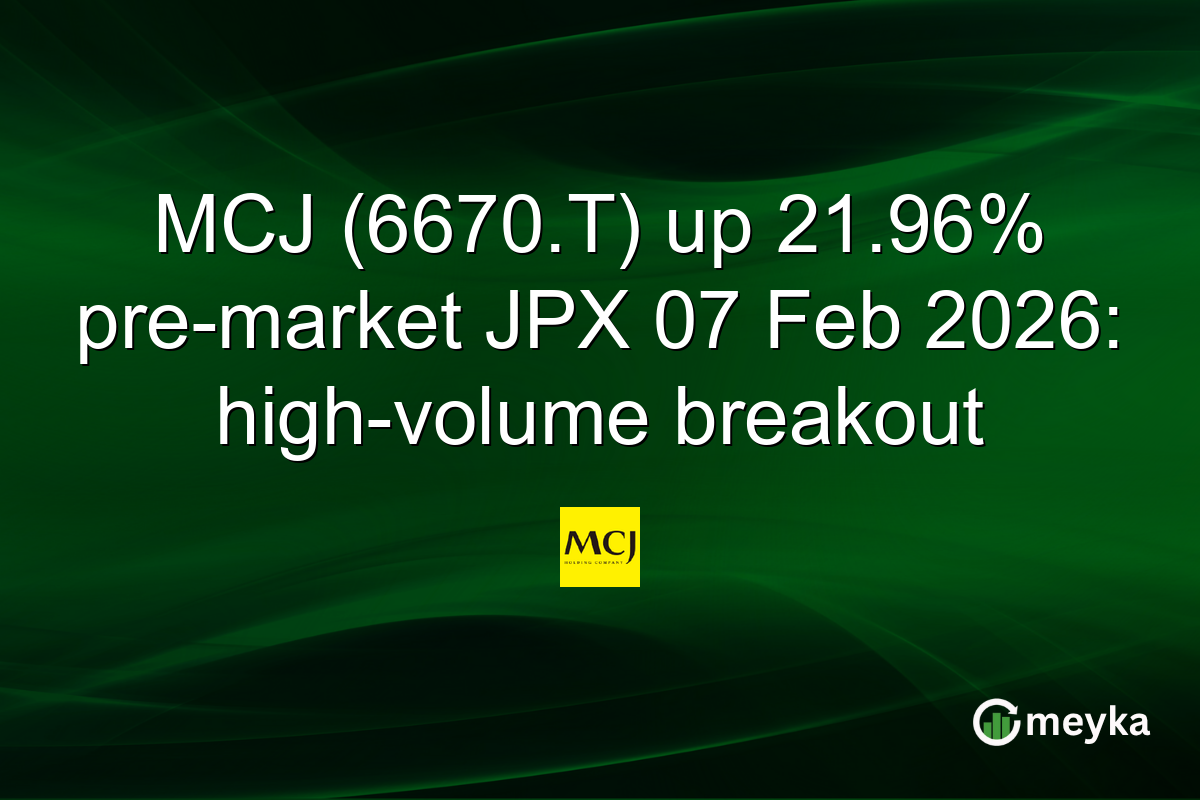 MCJ (6670.T) up 21.96% pre-market JPX 07 Feb 2026: high-volume breakout