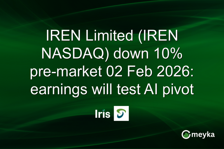 IREN Limited (IREN NASDAQ) down 10% pre-market 02 Feb 2026: earnings will test AI pivot