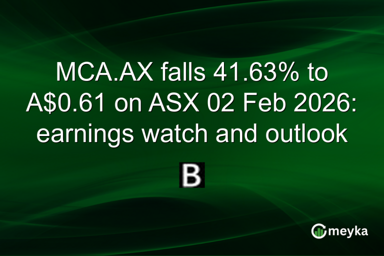 MCA.AX falls 41.63% to A$0.61 on ASX 02 Feb 2026: earnings watch and outlook
