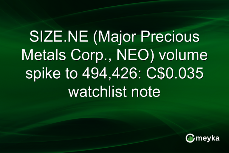 SIZE.NE (Major Precious Metals Corp., NEO) volume spike to 494,426: C$0.035 watchlist note