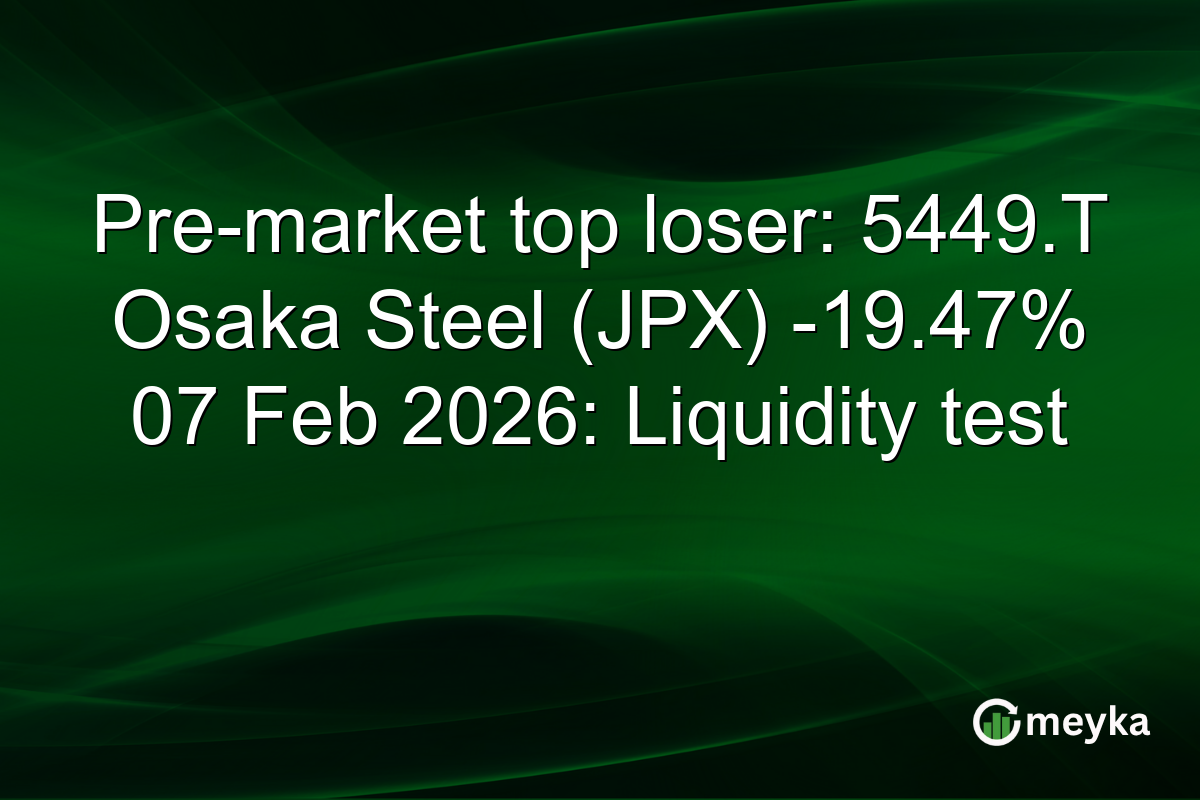 Pre-market top loser: 5449.T Osaka Steel (JPX) -19.47% 07 Feb 2026: Liquidity test