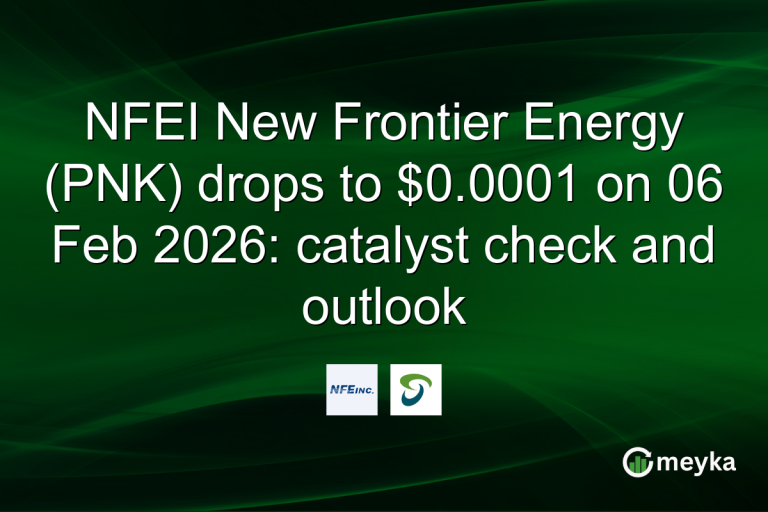 NFEI New Frontier Energy (PNK) drops to $0.0001 on 06 Feb 2026: catalyst check and outlook