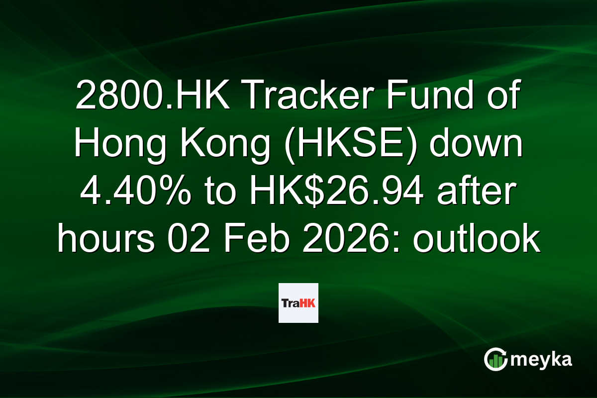 2800.HK Tracker Fund of Hong Kong (HKSE) down 4.40% to HK$26.94 after hours 02 Feb 2026: outlook