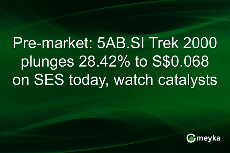 Pre-market: 5AB.SI Trek 2000 plunges 28.42% to S$0.068 on SES today, watch catalysts