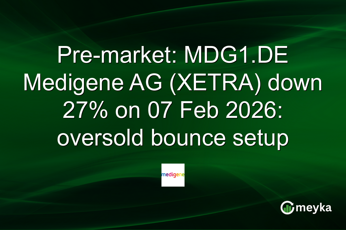 Pre-market: MDG1.DE Medigene AG (XETRA) down 27% on 07 Feb 2026: oversold bounce setup