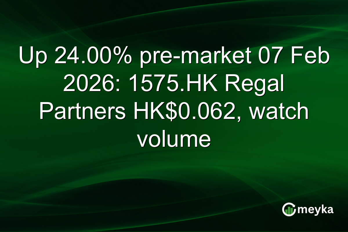 Up 24.00% pre-market 07 Feb 2026: 1575.HK Regal Partners HK$0.062, watch volume