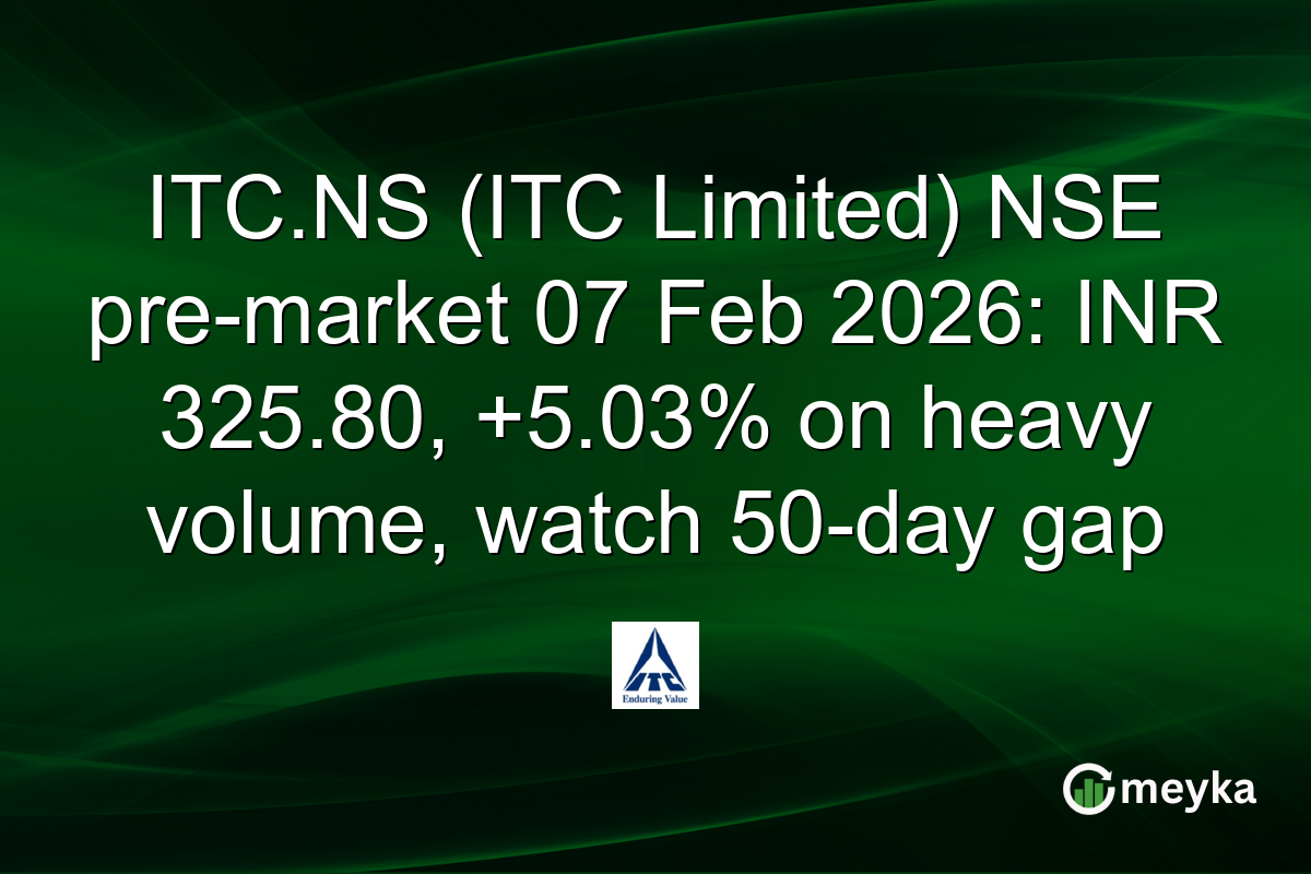 ITC.NS (ITC Limited) NSE pre-market 07 Feb 2026: INR 325.80, +5.03% on heavy volume, watch 50-day gap