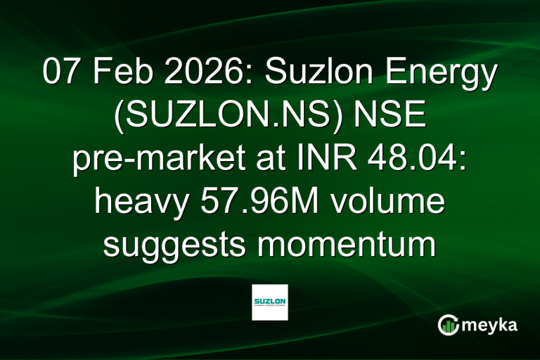 07 Feb 2026: Suzlon Energy (SUZLON.NS) NSE pre-market at INR 48.04: heavy 57.96M volume suggests momentum