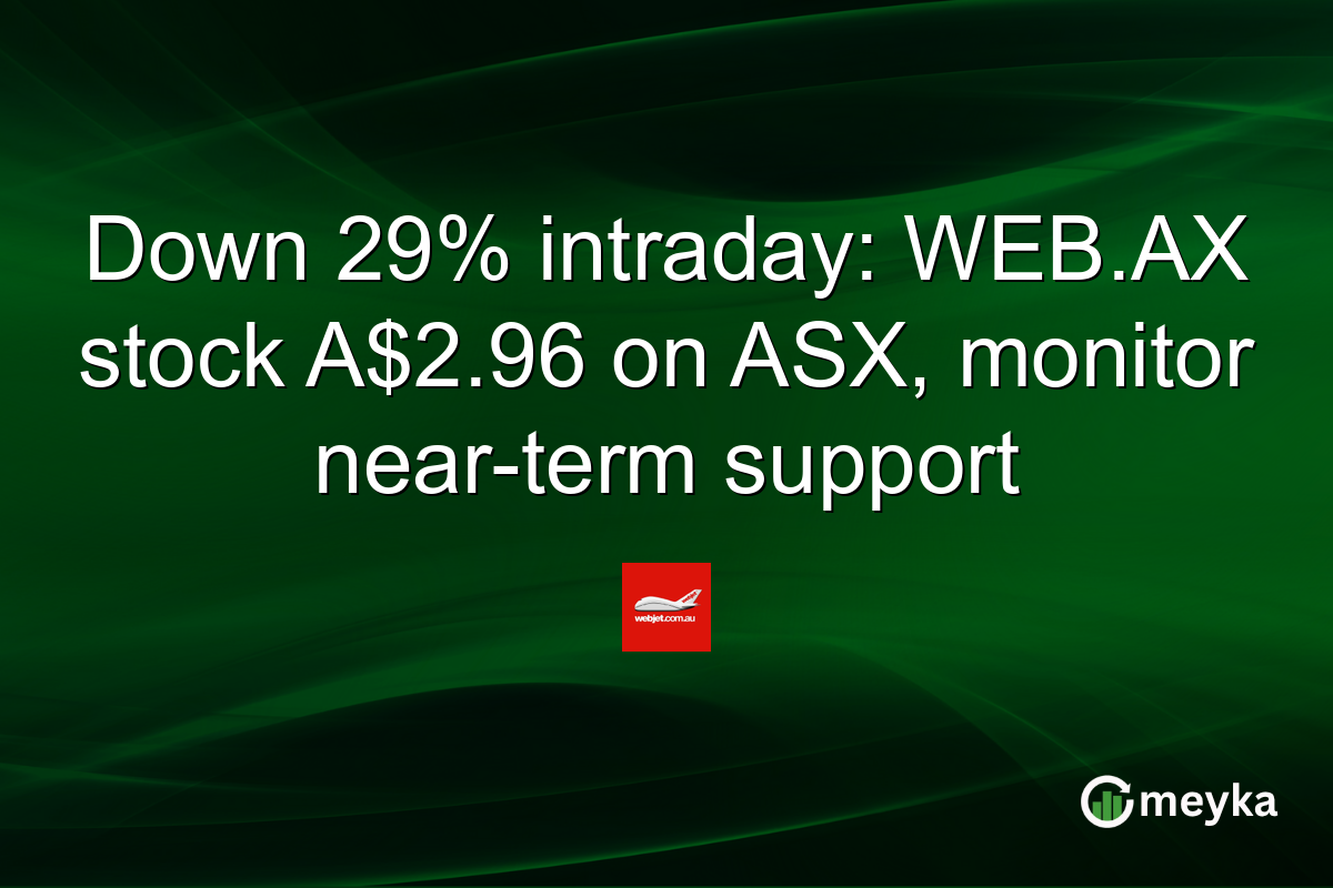 Down 29% intraday: WEB.AX stock A$2.96 on ASX, monitor near-term support