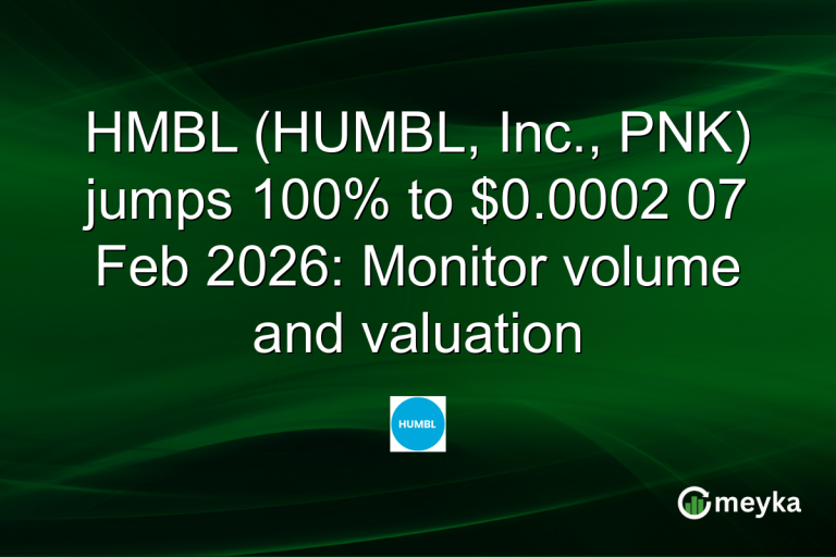 HMBL (HUMBL, Inc., PNK) jumps 100% to $0.0002 07 Feb 2026: Monitor volume and valuation