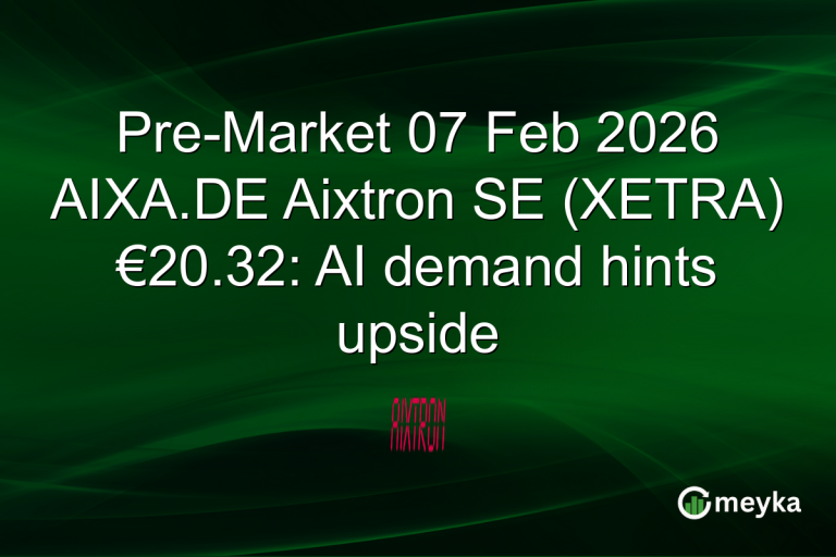 Pre-Market 07 Feb 2026 AIXA.DE Aixtron SE (XETRA) €20.32: AI demand hints upside