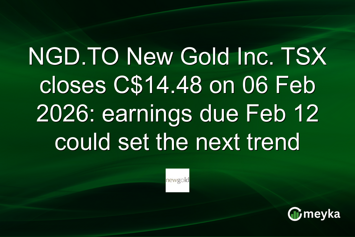 NGD.TO New Gold Inc. TSX closes C$14.48 on 06 Feb 2026: earnings due Feb 12 could set the next trend