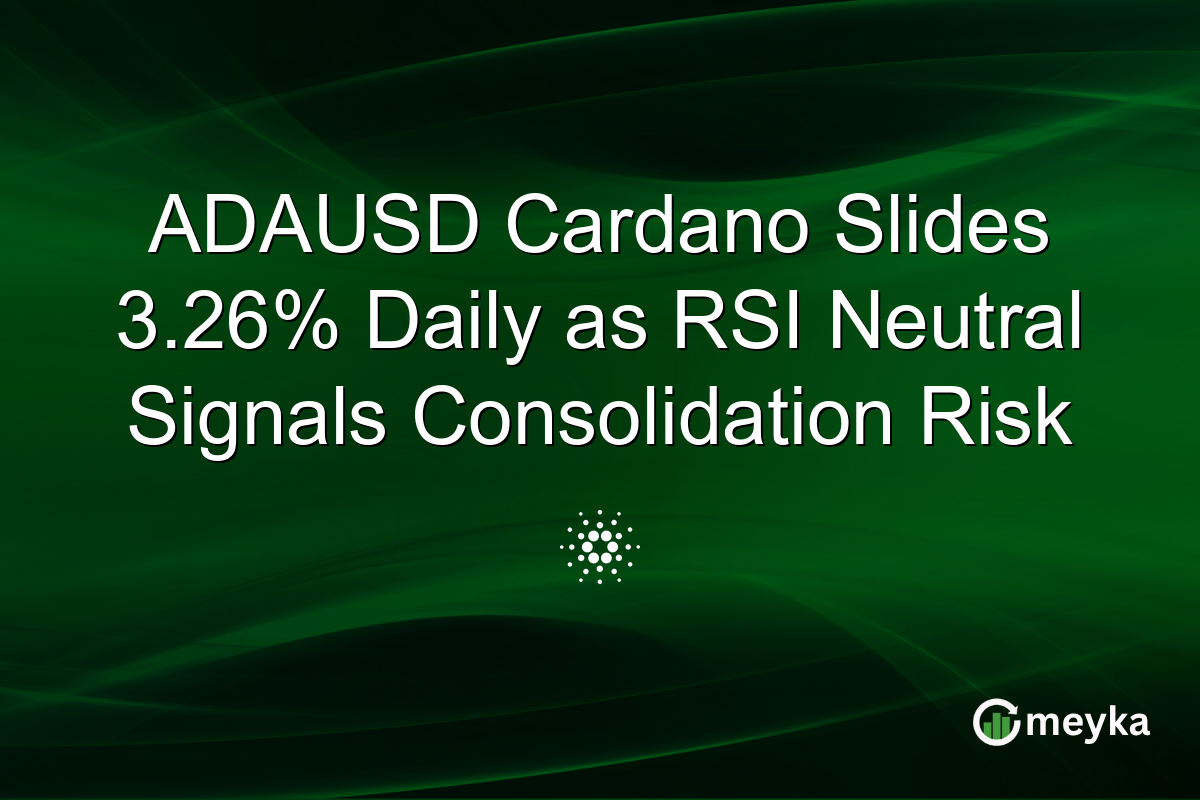 ADAUSD Cardano Slides 3.26% Daily as RSI Neutral Signals Consolidation Risk