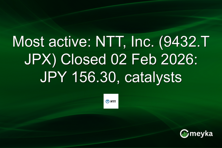 Most active: NTT, Inc. (9432.T JPX) Closed 02 Feb 2026: JPY 156.30, catalysts
