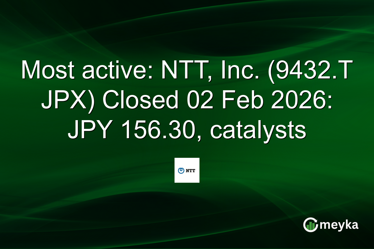 Most active: NTT, Inc. (9432.T JPX) Closed 02 Feb 2026: JPY 156.30, catalysts