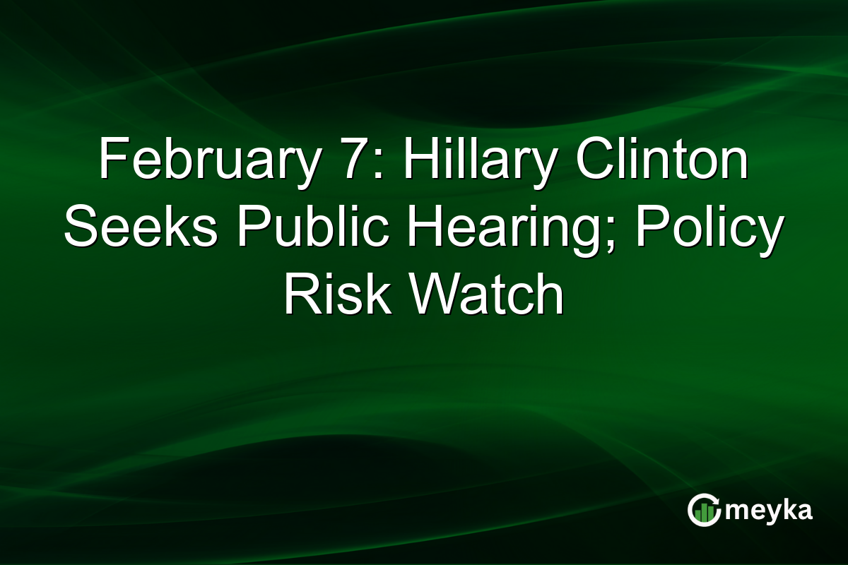 February 7: Hillary Clinton Seeks Public Hearing; Policy Risk Watch