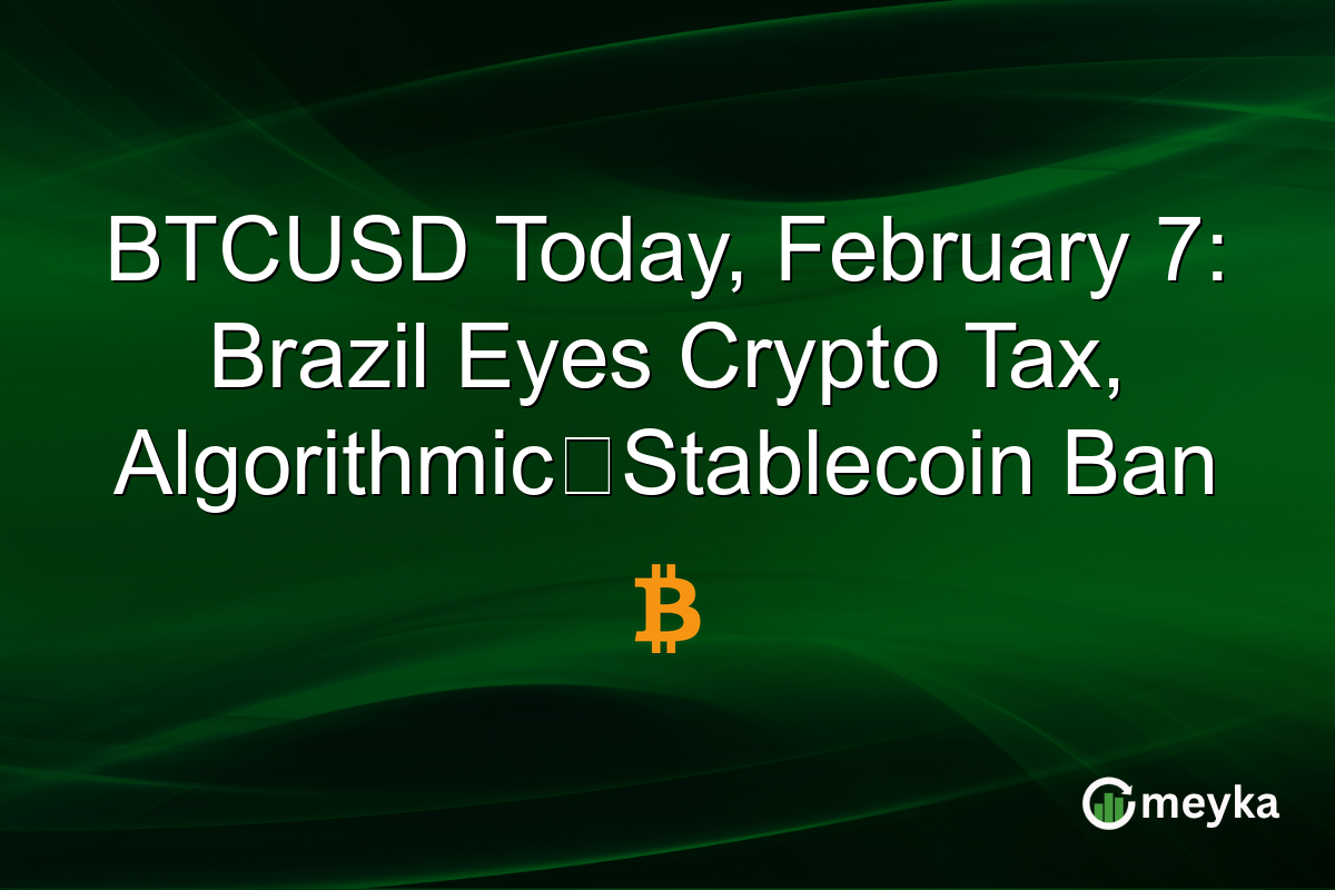 BTCUSD Today, February 7: Brazil Eyes Crypto Tax, Algorithmic‑Stablecoin Ban