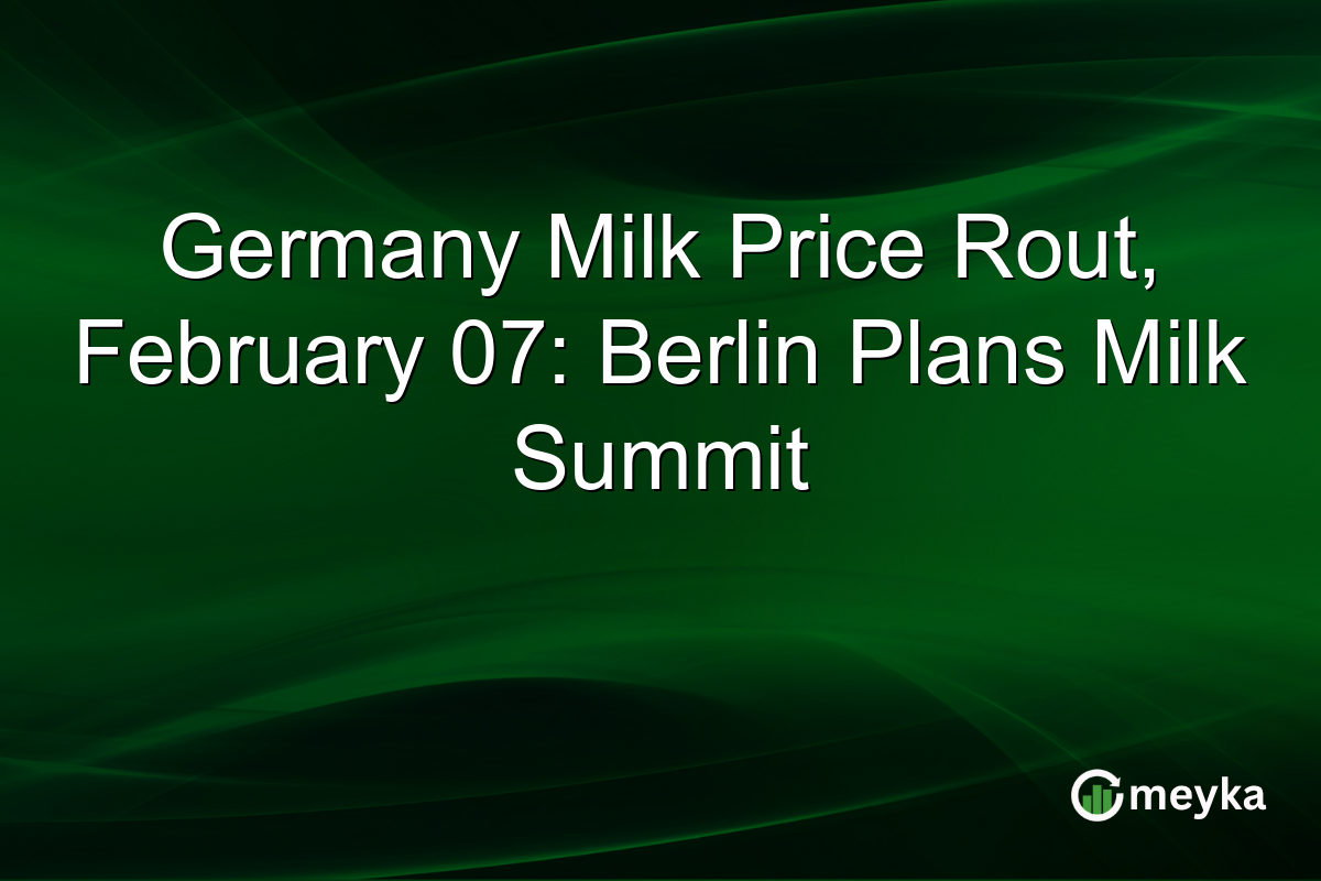 Germany Milk Price Rout, February 07: Berlin Plans Milk Summit