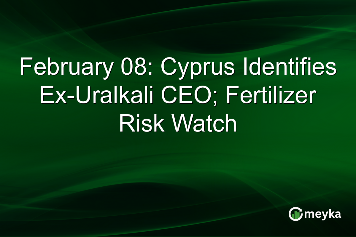 February 08: Cyprus Identifies Ex-Uralkali CEO; Fertilizer Risk Watch