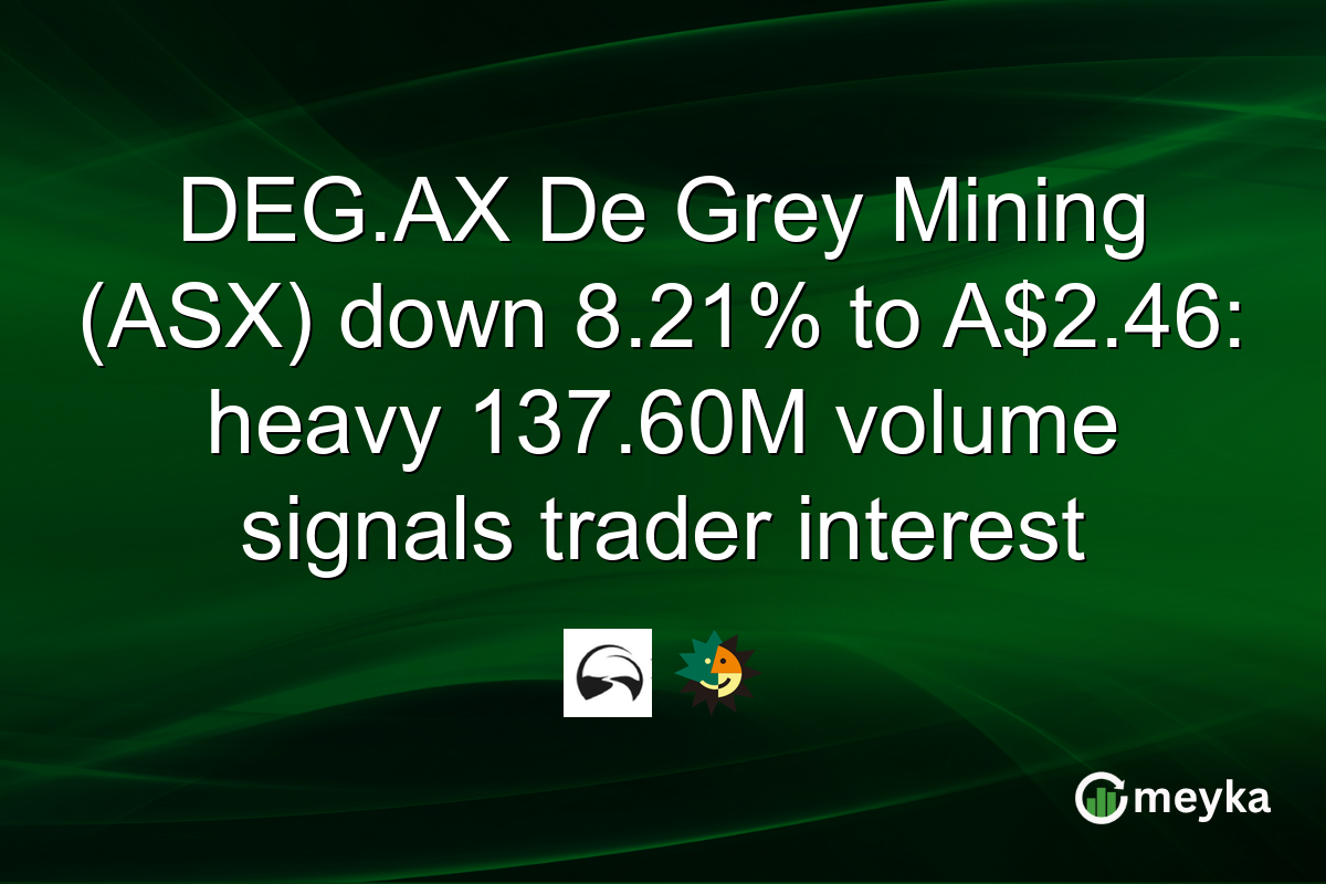 DEG.AX De Grey Mining (ASX) down 8.21% to A$2.46: heavy 137.60M volume signals trader interest