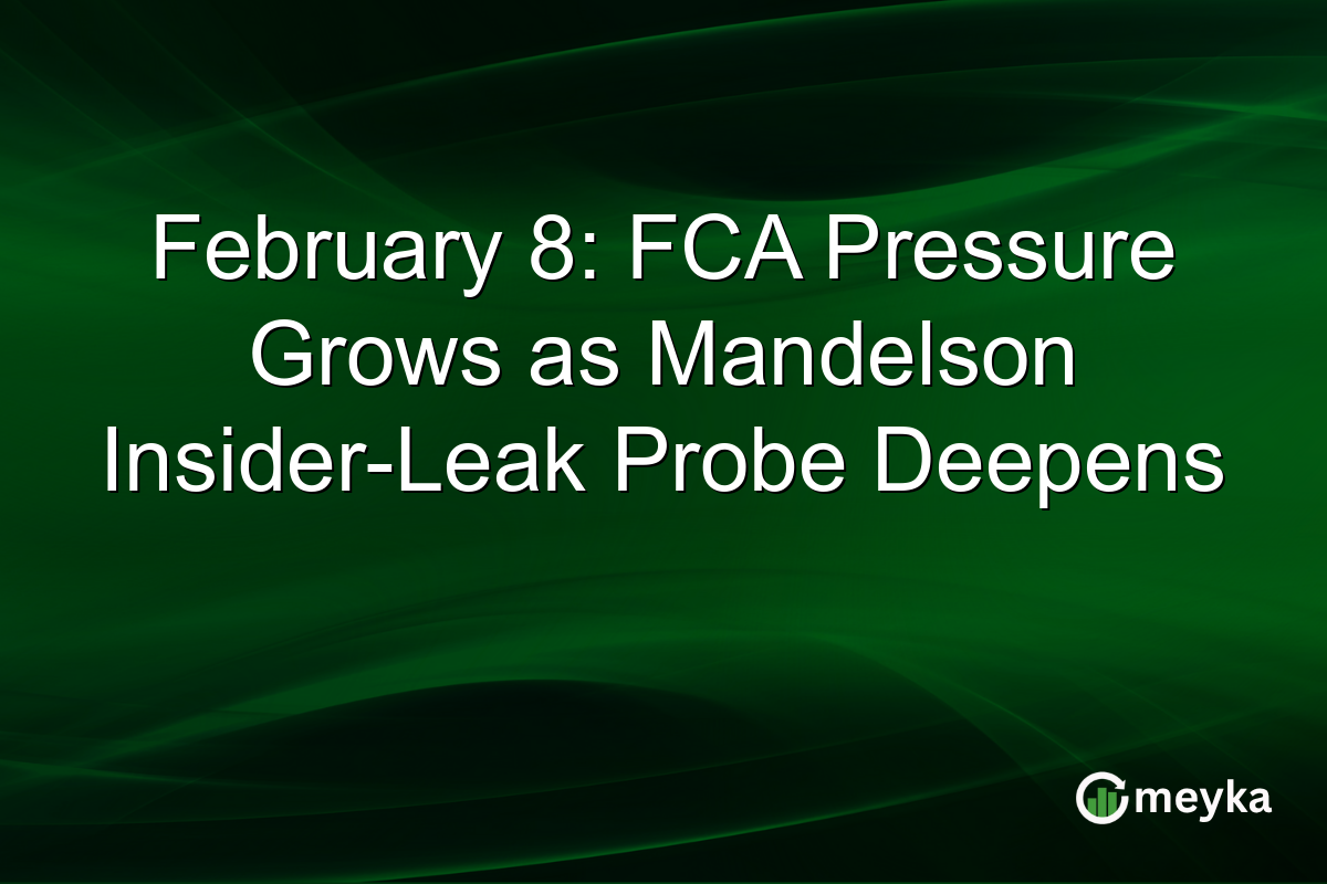 February 8: FCA Pressure Grows as Mandelson Insider-Leak Probe Deepens