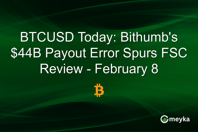BTCUSD Today: Bithumb's $44B Payout Error Spurs FSC Review - February 8