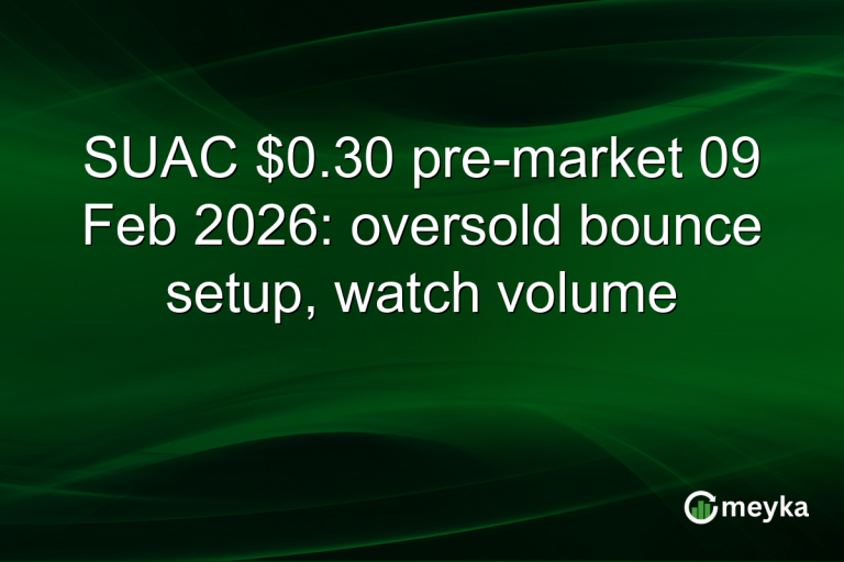 SUAC $0.30 pre-market 09 Feb 2026: oversold bounce setup, watch volume