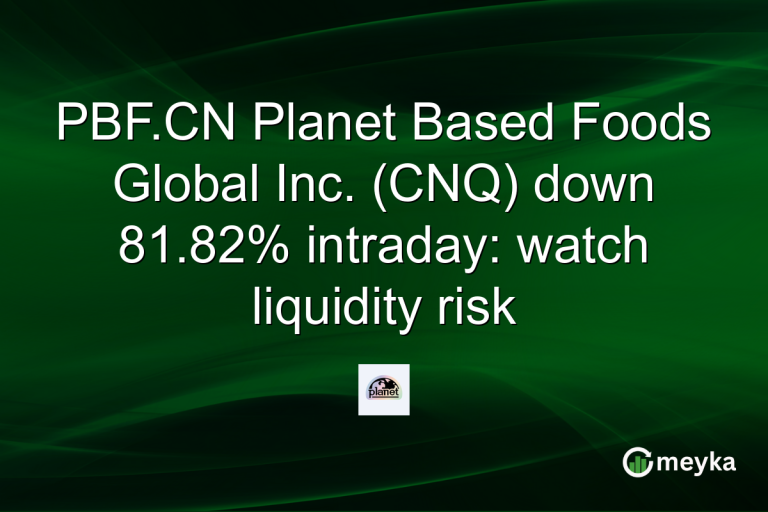 PBF.CN Planet Based Foods Global Inc. (CNQ) down 81.82% intraday: watch liquidity risk