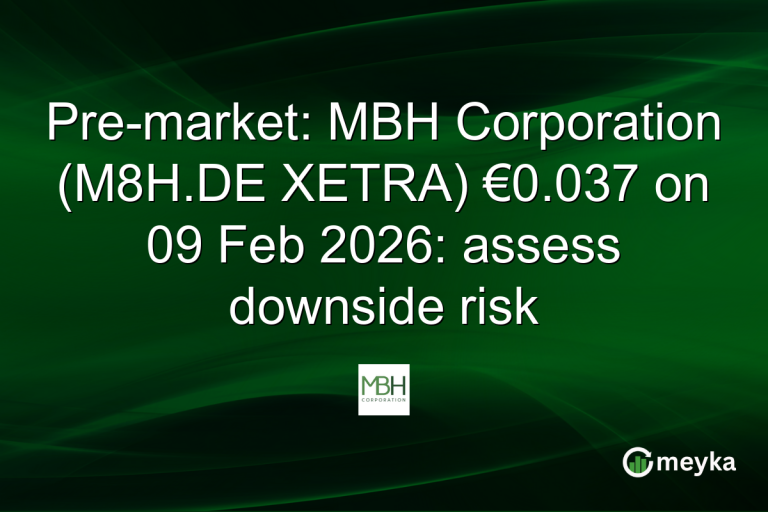 Pre-market: MBH Corporation (M8H.DE XETRA) €0.037 on 09 Feb 2026: assess downside risk