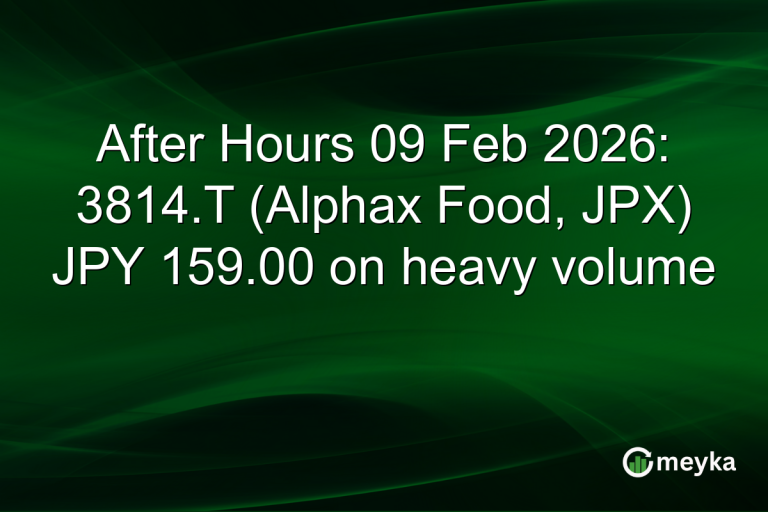 After Hours 09 Feb 2026: 3814.T (Alphax Food, JPX) JPY 159.00 on heavy volume