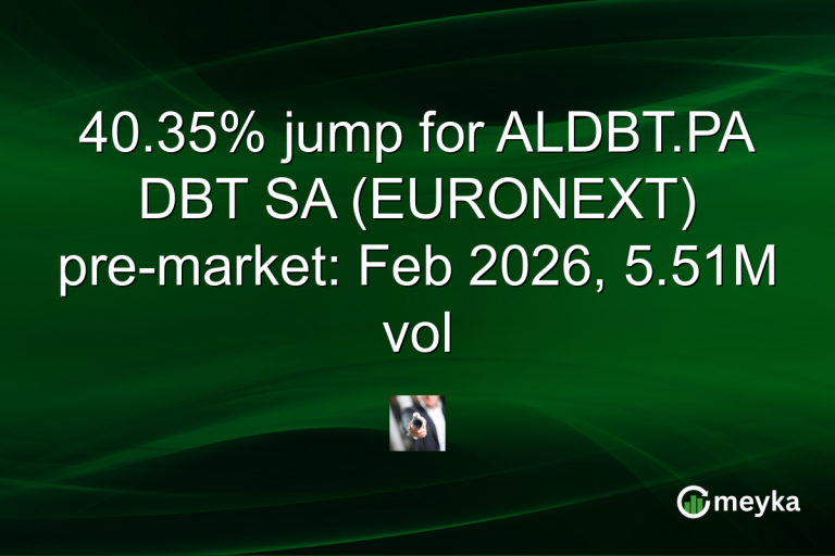 40.35% jump for ALDBT.PA DBT SA (EURONEXT) pre-market: Feb 2026, 5.51M vol