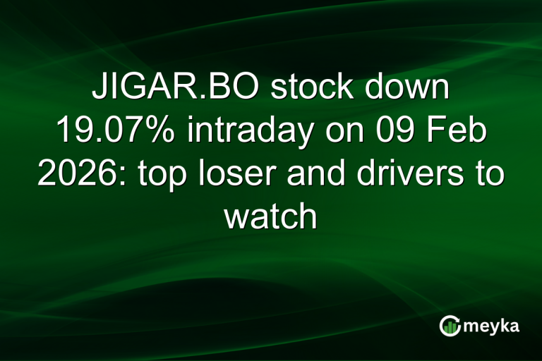 JIGAR.BO stock down 19.07% intraday on 09 Feb 2026: top loser and drivers to watch