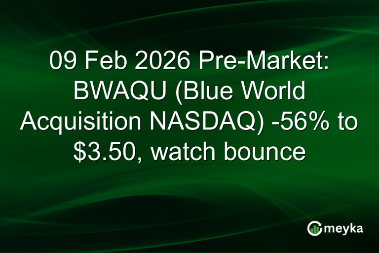 09 Feb 2026 Pre-Market: BWAQU (Blue World Acquisition NASDAQ) -56% to $3.50, watch bounce