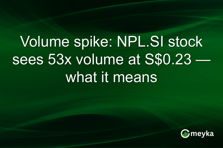 Volume spike: NPL.SI stock sees 53x volume at S$0.23 — what it means