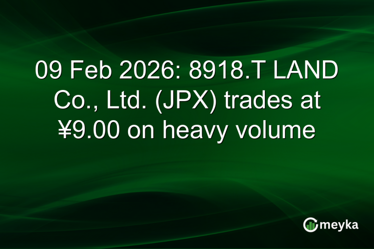 09 Feb 2026: 8918.T LAND Co., Ltd. (JPX) trades at ¥9.00 on heavy volume