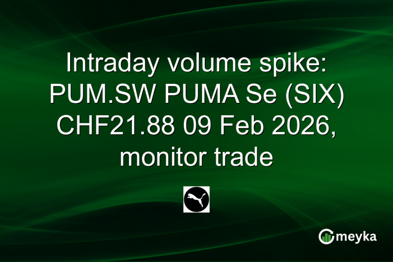 Intraday volume spike: PUM.SW PUMA Se (SIX) CHF21.88 09 Feb 2026, monitor trade