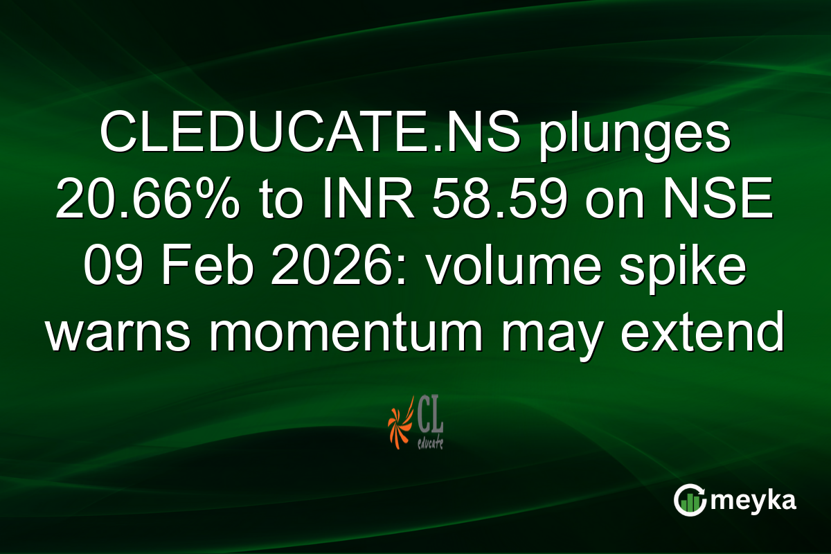 CLEDUCATE.NS plunges 20.66% to INR 58.59 on NSE 09 Feb 2026: volume spike warns momentum may extend