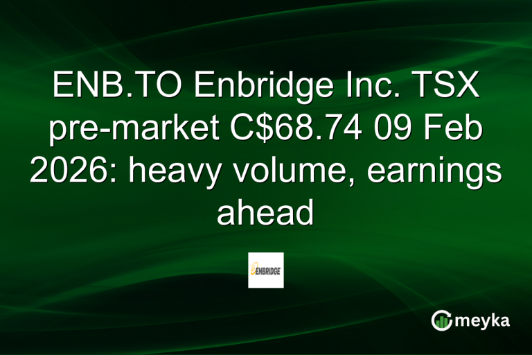 ENB.TO Enbridge Inc. TSX pre-market C$68.74 09 Feb 2026: heavy volume, earnings ahead