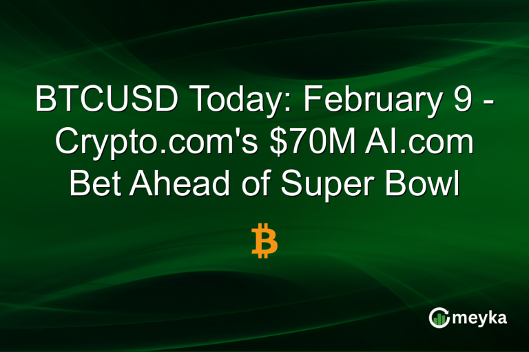 BTCUSD Today: February 9 - Crypto.com's $70M AI.com Bet Ahead of Super Bowl